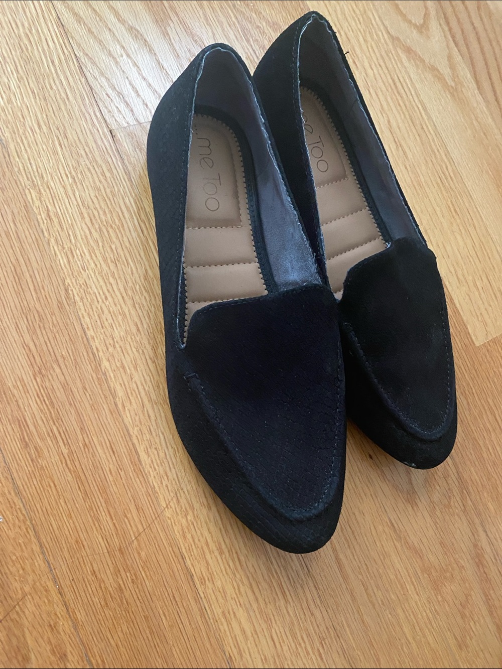 me too Black Suede Slip-On Loafers